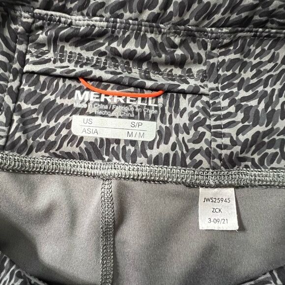Merrell Black Gray Abstract Pattern Full Length Workout Athletic Leggings Size S - Picture 6 of 7